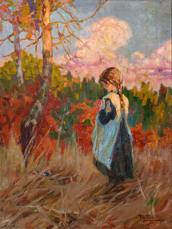 Girl in a Field Painting by Alberto Rubio