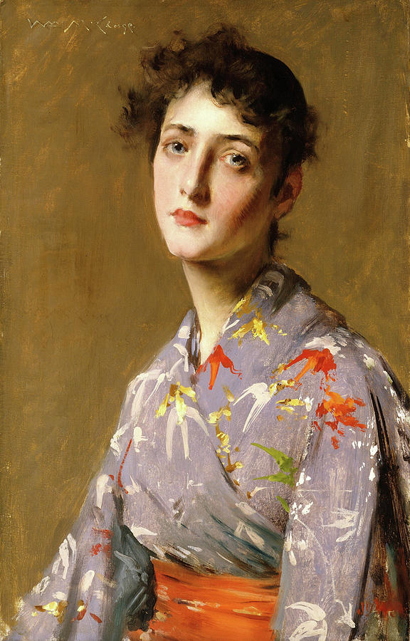 William Merritt Chase Painting - Girl in a Japanese Costume - Digital Remastered Edition by William Merritt Chase
