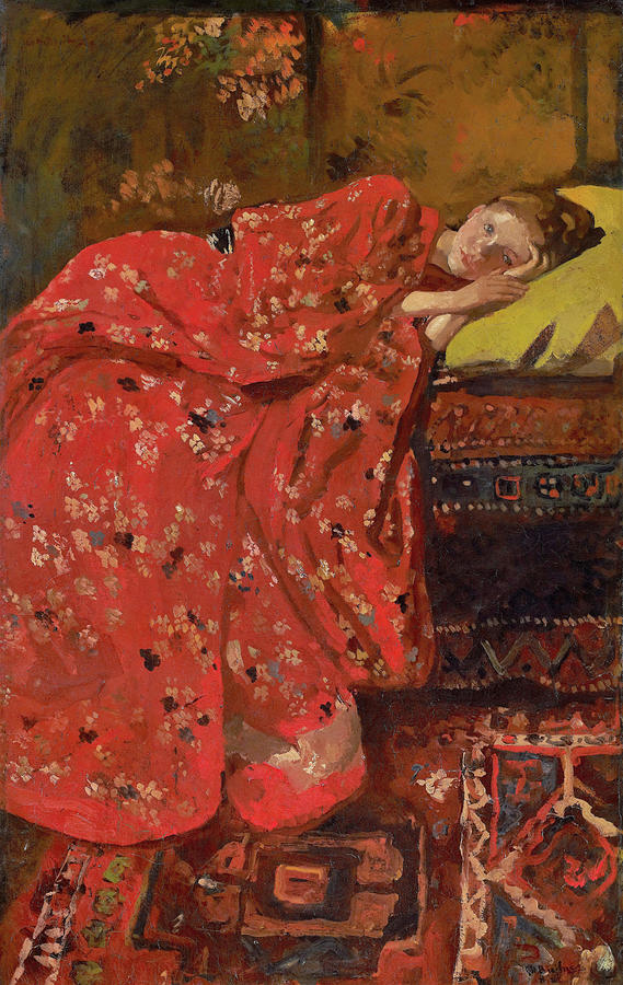 Impressionism Painting - Girl in a Red Kimono - Top Quality Image Edition by George Hendrik Breitner
