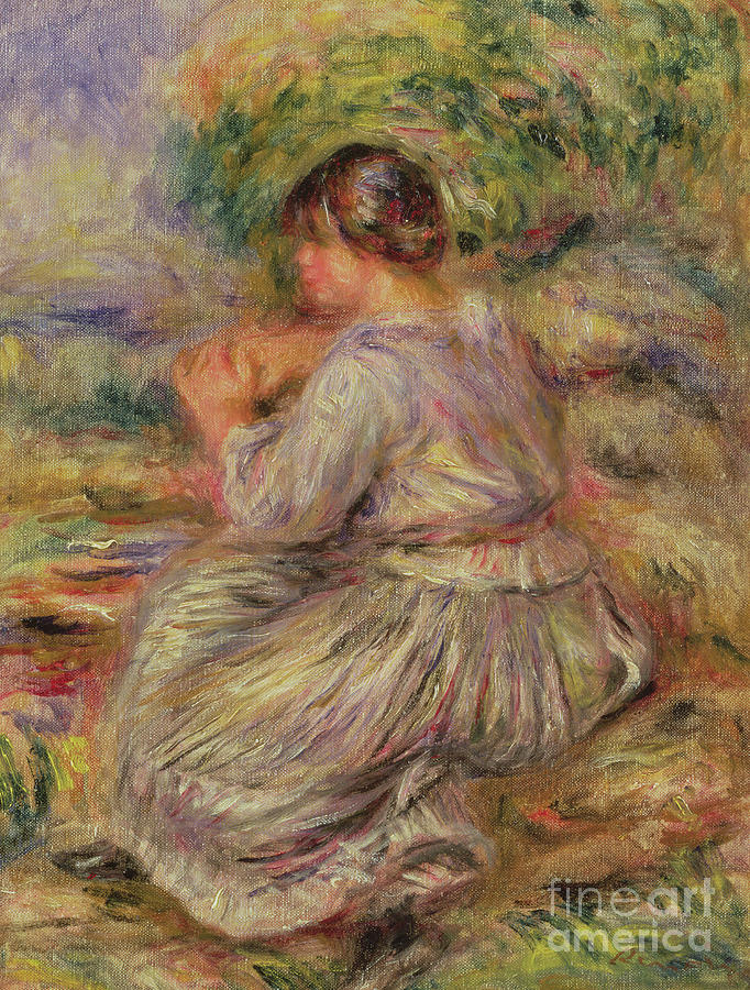 Female Painting - Girl In Landscape Circa 1914 by Pierre Auguste Renoir Female Painting - Girl In Landscape Circa 1914 by Pierre Auguste Renoir