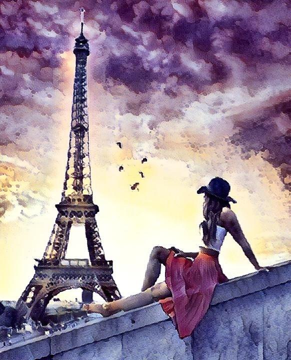 Girl in Paris Digital Art by HuginMunin Art - Pixels