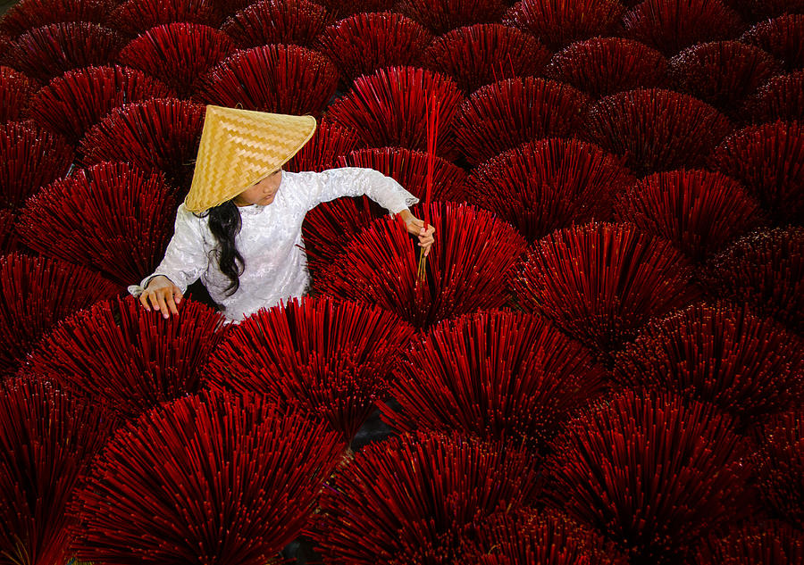 Girl In Red Incences Photograph by Rawisyah Aditya