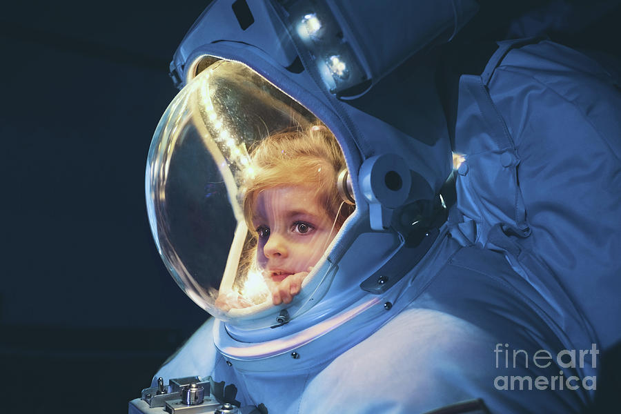 Girl Inside Astronaut Suit Looking Photograph by Stanislaw Pytel