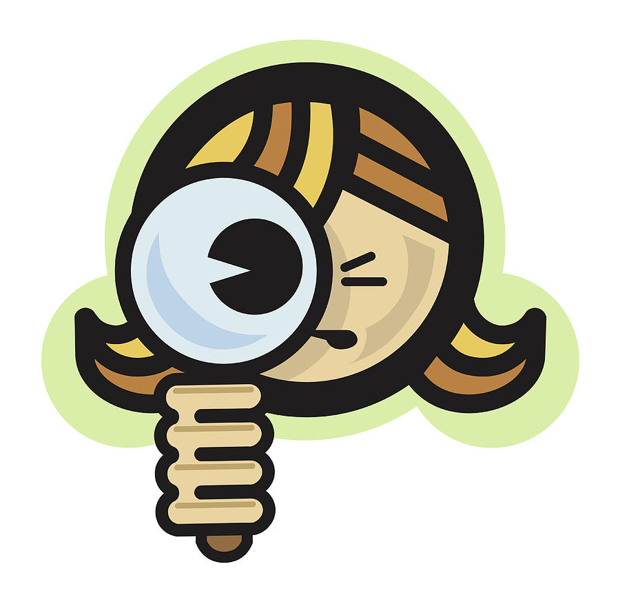 girl with magnifying glass cartoon