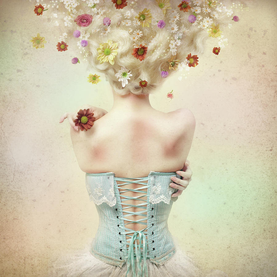 Creative Edit Photograph - Girl Of The Flower Garden by Kiyo Murakami