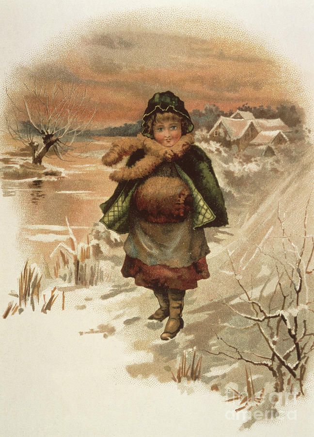 Girl on a snowy road Painting by Edith S Berkeley - Fine Art America