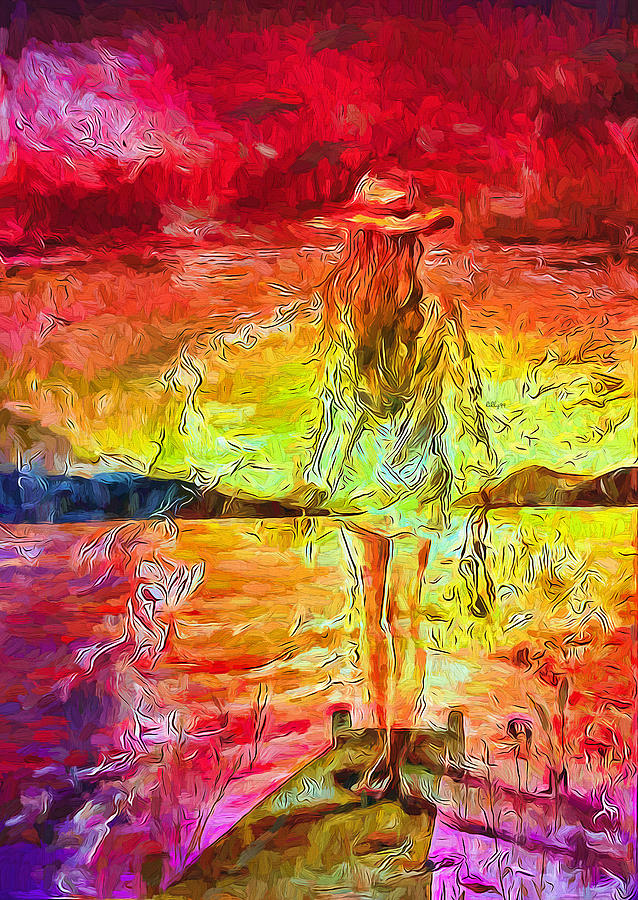 Girl on beach sunset Painting by Nenad Vasic
