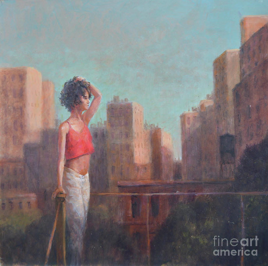 Girl On Rooftop, New York Painting by Lincoln Seligman