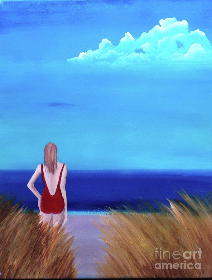 Girl on the Beach Painting by Cynthia Vaught