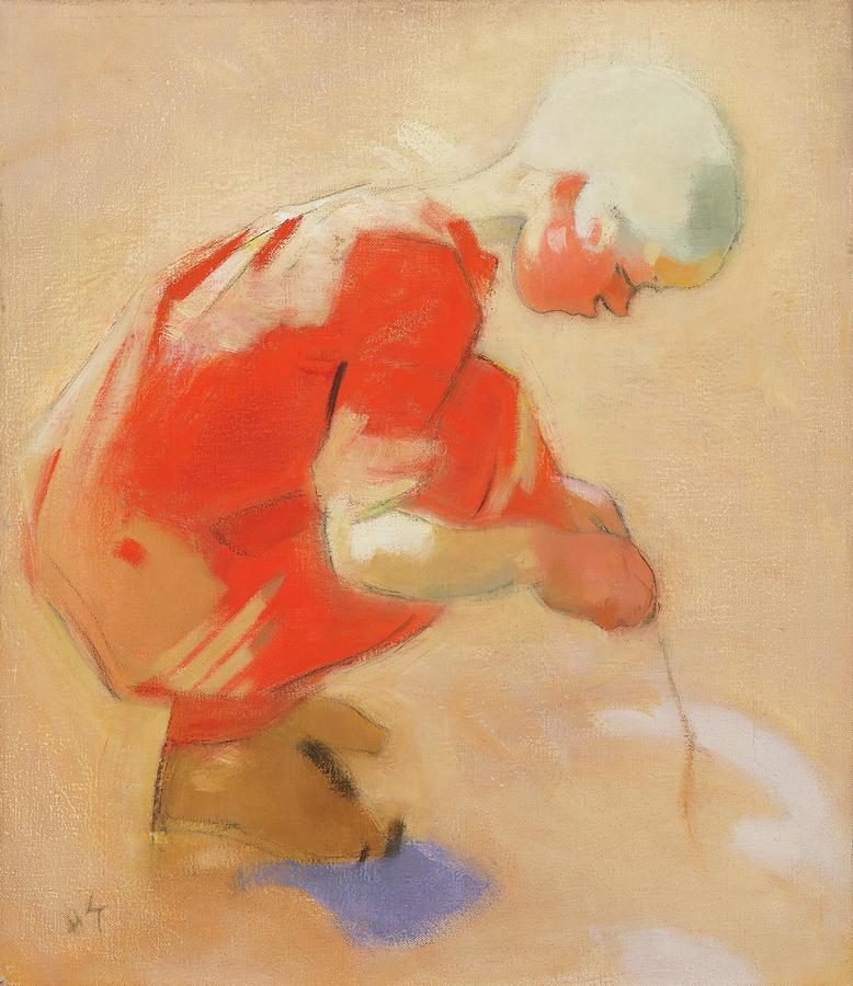 Helene Schjerfbeck Painting - Girl On The Sand by Helene Schjerfbeck