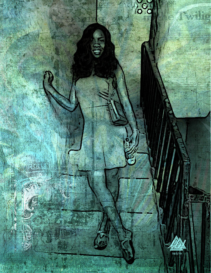 Girl on the stairs. by Mel Beasley Girl on the stairs. by Mel Beasley