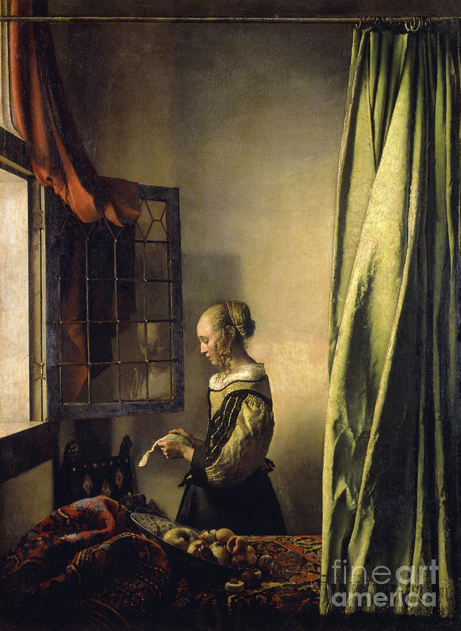 Jan Vermeer Painting - Girl reading a letter at an open window  AKG207391 by Jan Vermeer