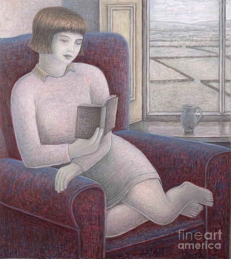 Girl Reading In Armchair, 2009 Painting by Ruth Addinall