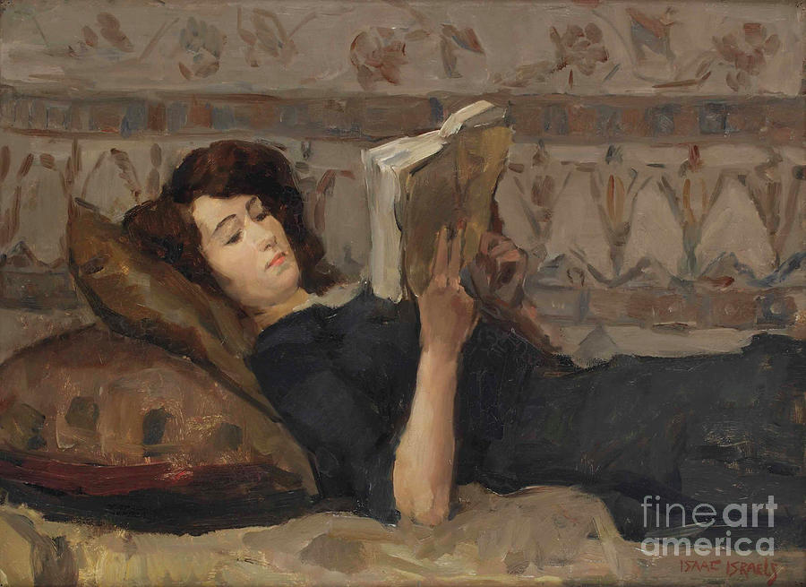 Girl Reading On A Sofa Drawing by Heritage Images