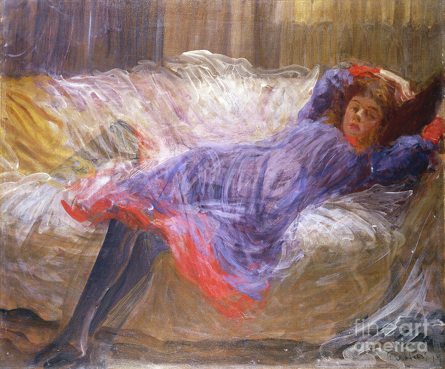 Girl Reclining On Sofa Painting by Philip Wilson Steer