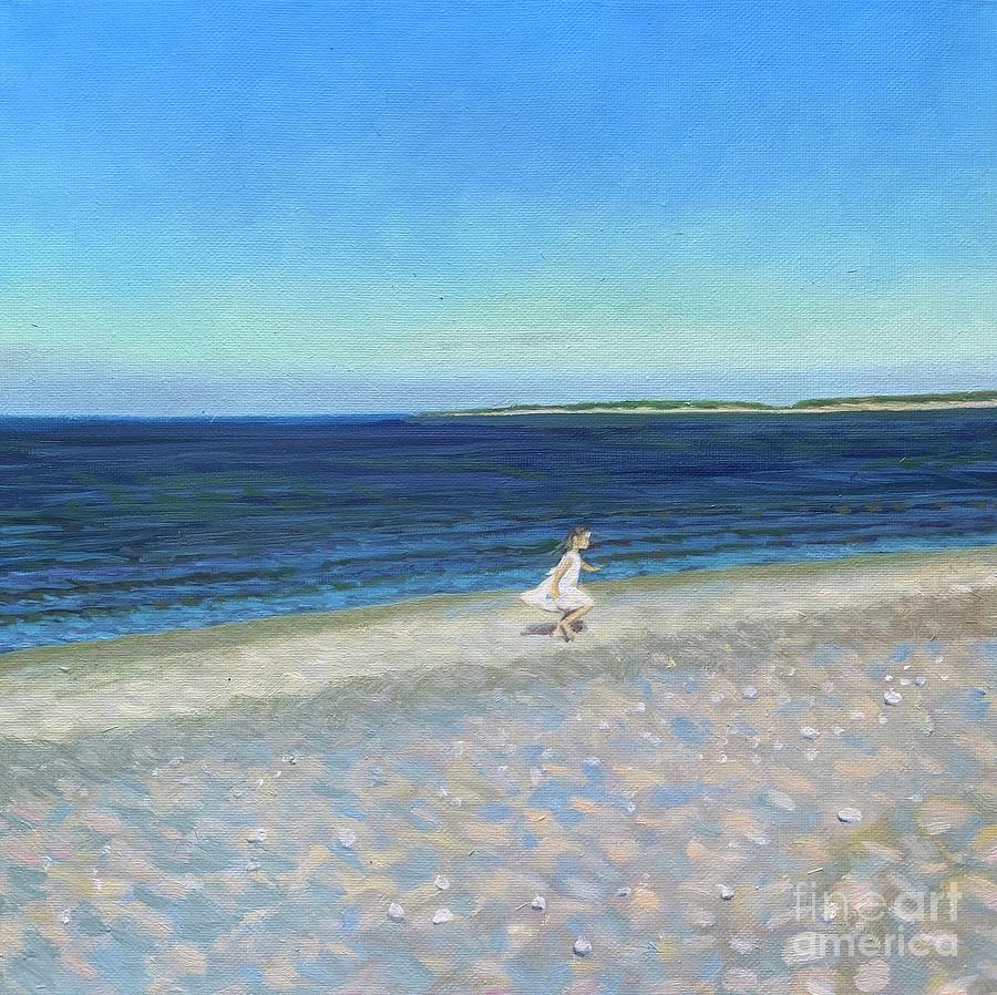 Impressionism Painting - Girl Running on Beach by Jane Simonson