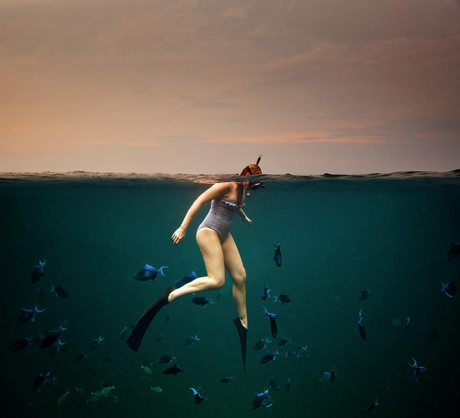 Fish Photograph - Girl Snorkelling by Rjw