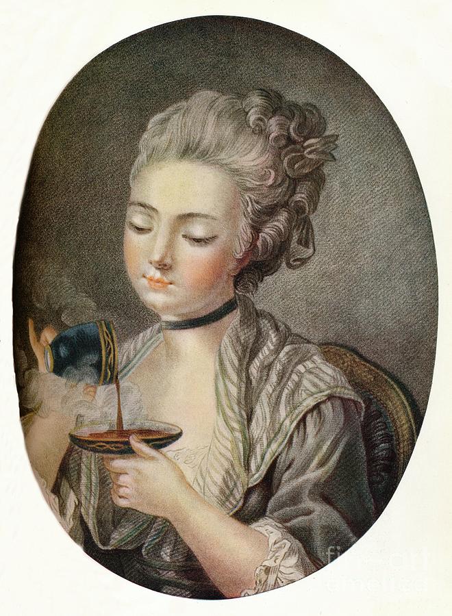 Girl Taking Coffee, C1774 Drawing by Print Collector