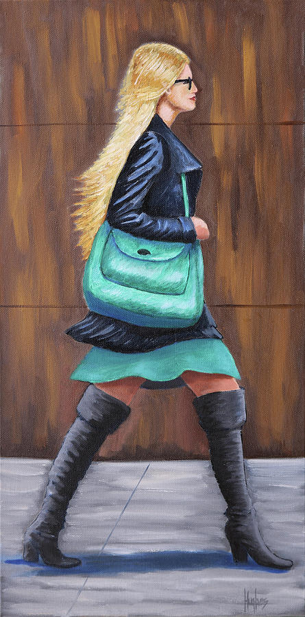 Girl Walking Painting by Kevin Hughes