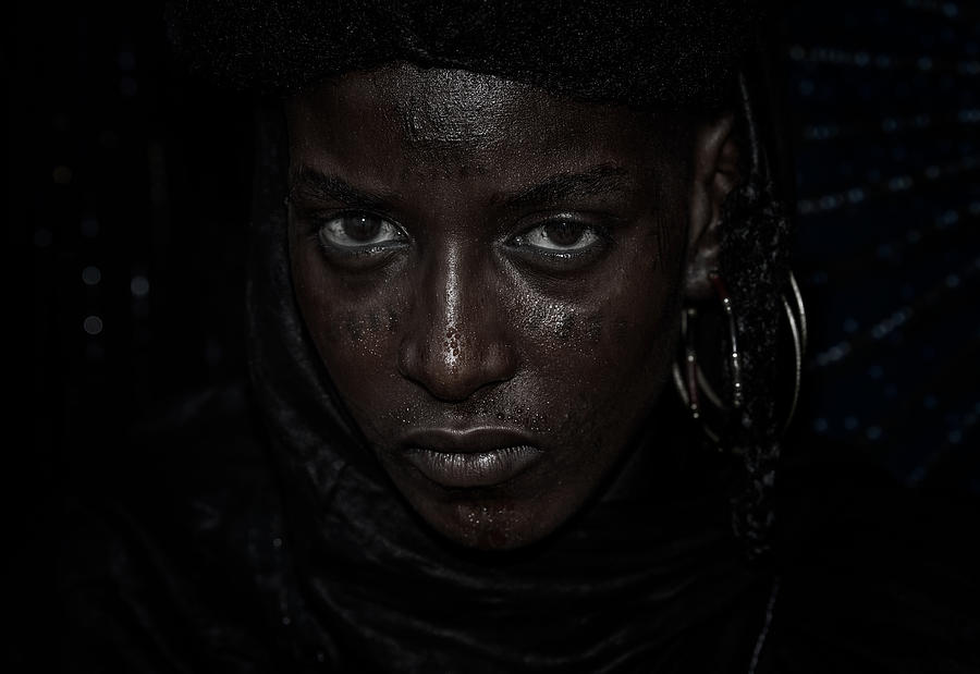 Portrait Photograph - Girl Watching The Gerewol Festival-iii - Niger by Joxe Inazio Kuesta Garmendia