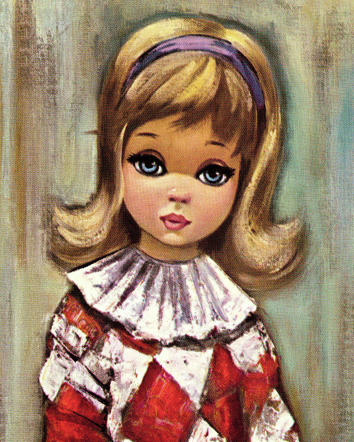 Vintage Drawing - Girl Wearing a Harlequin Outfit by CSA Images