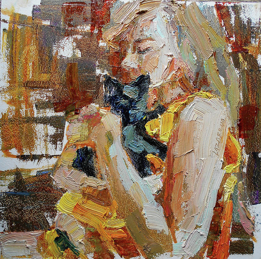 Girl With A Black Kitten Painting By Valerie Lazareva - Fine Art America