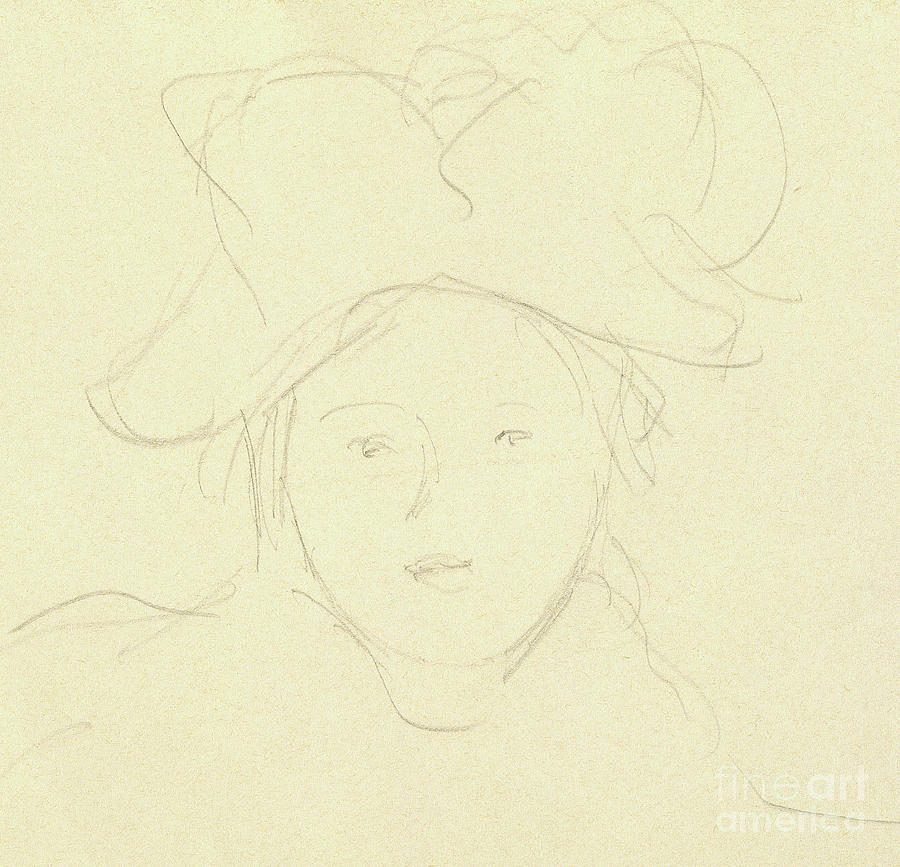Girl with a hat, 1889 Drawing by Berthe Morisot