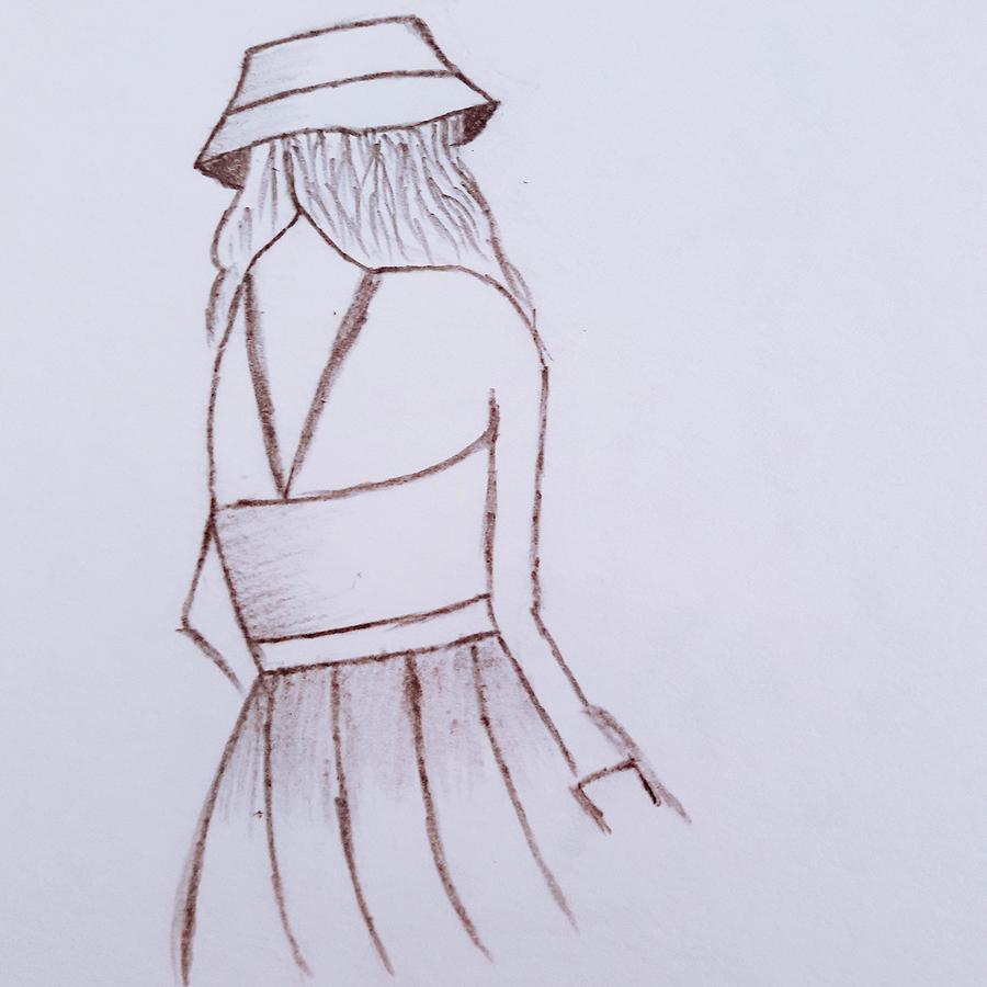 Sketch Girl with Hat Drawing by Sigrid Walser | Saatchi Art