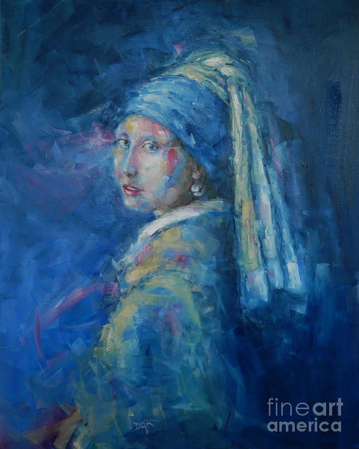Girl With A Pearl Earring Painting by Dan Campbell