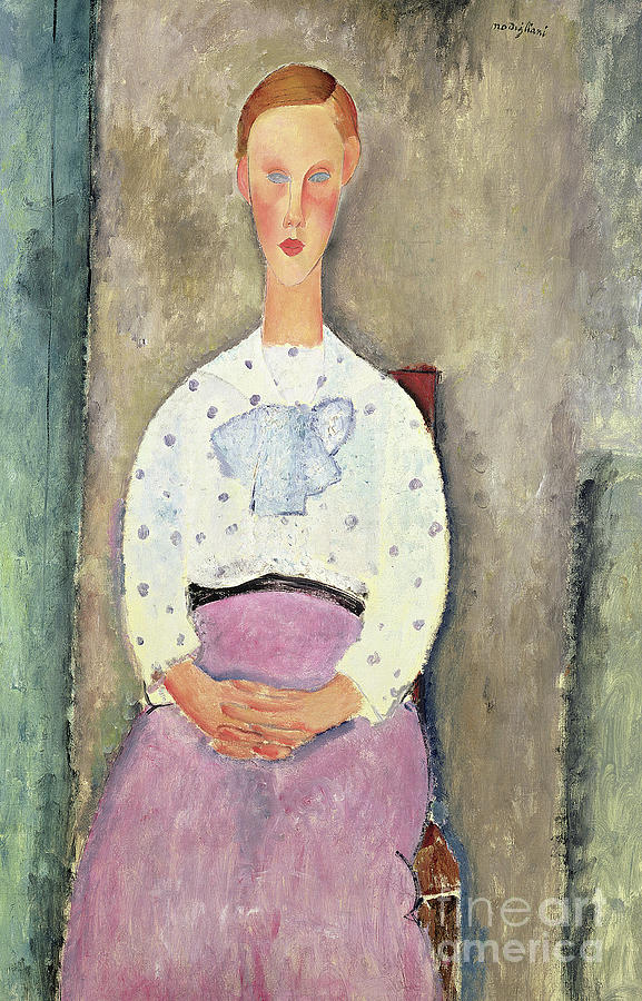 Girl with a Polka Dot Blouse, 1919 Painting by Amedeo Modigliani