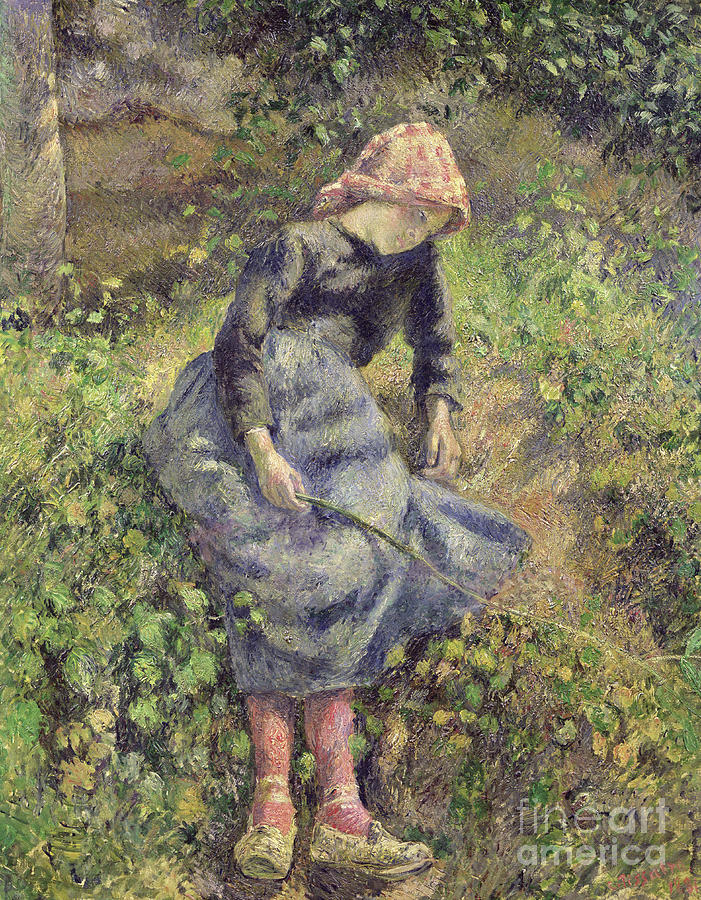 Girl with a Stick, 1881 Painting by Camille Pissarro