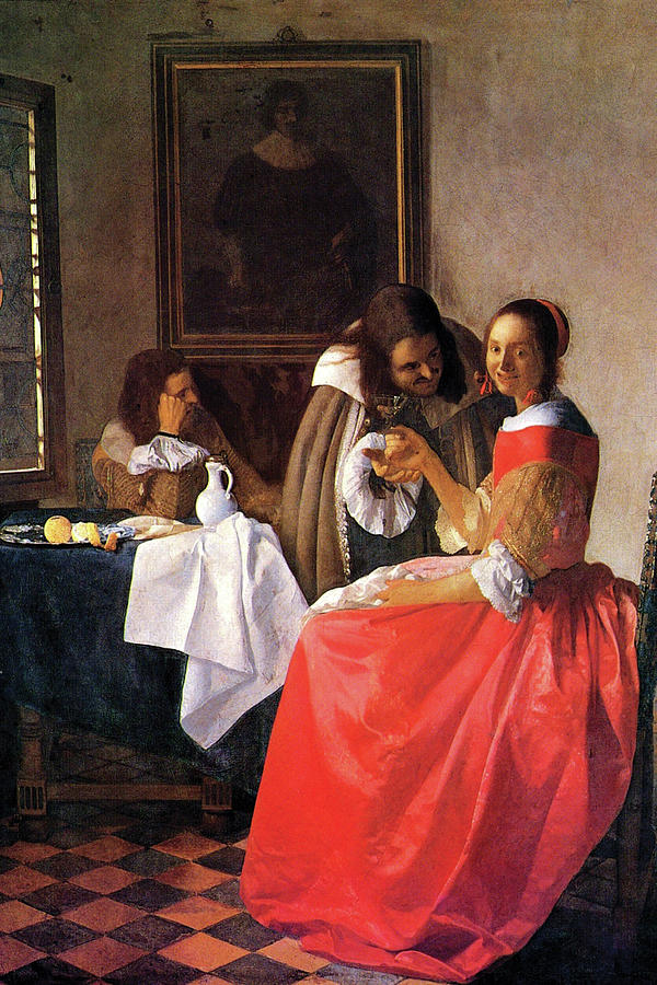 Girl with a wine glass Painting by Johannes Vermeer
