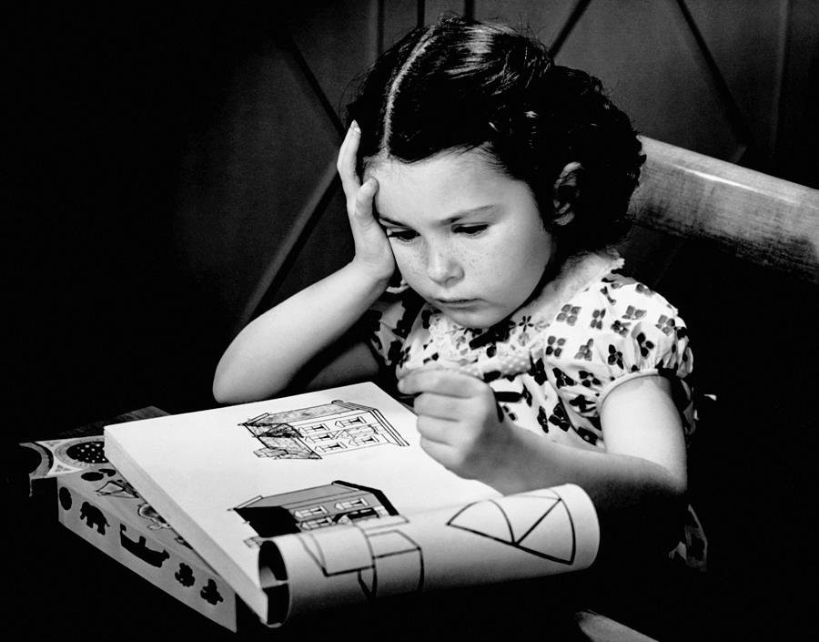 Girl With Coloring Book Photograph by George Marks