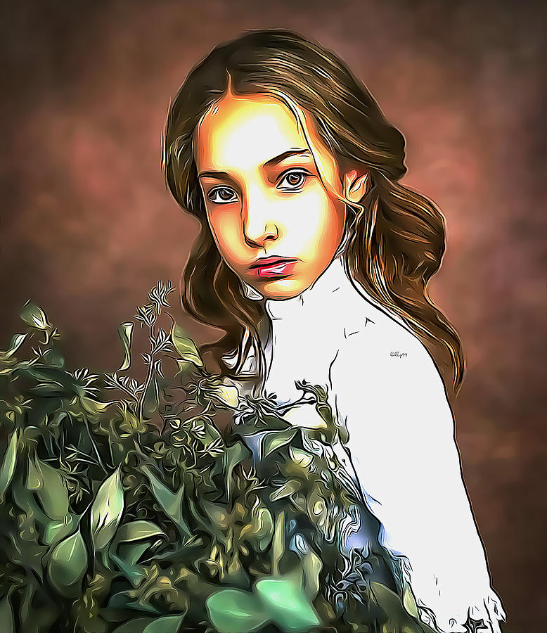 Girl With Flower 2 Mixed Media