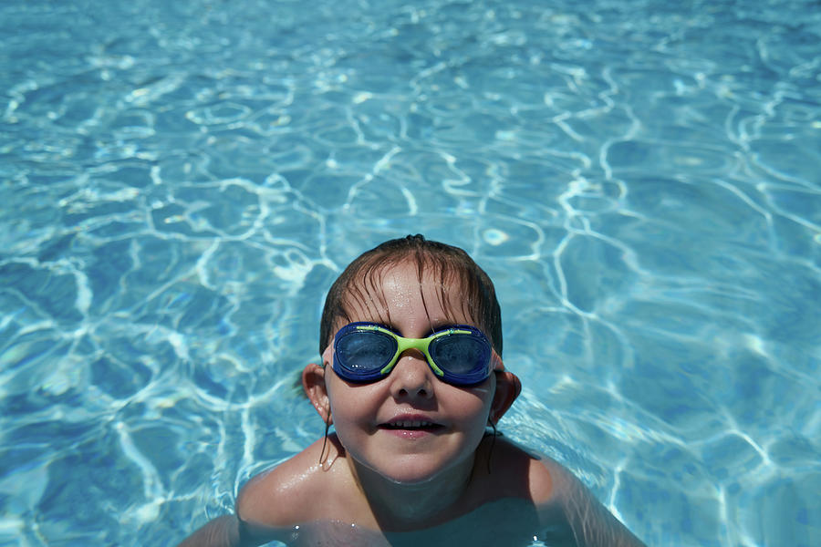 Summer Photograph - Girl With Goggles In Swimming Pool by Cavan Images
