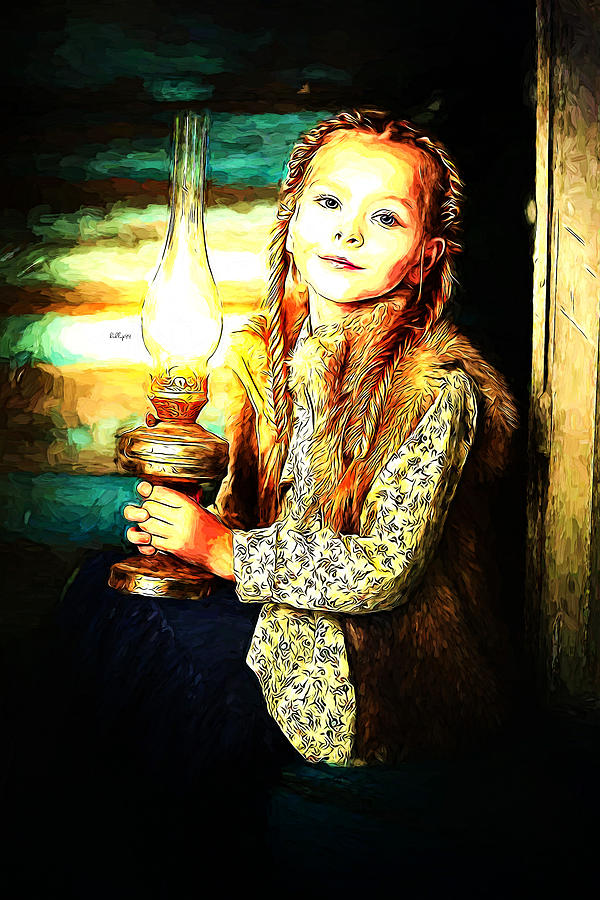 Girl With Lamp Painting