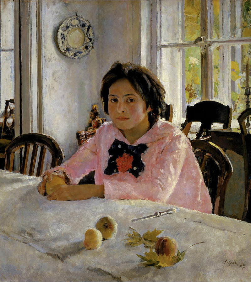 Fruit Painting - Girl with peaches - Portrait of V.S. Mamontova by Valentin Serov