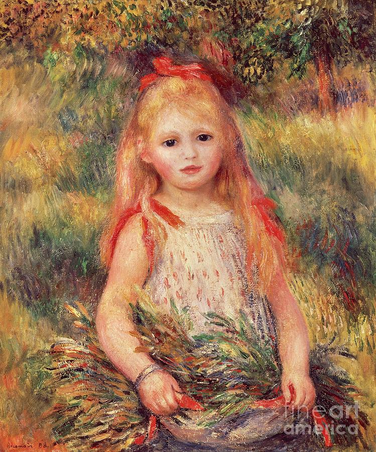 Girl With Sheaf Of Corn By Renoir Painting by Pierre Auguste Renoir