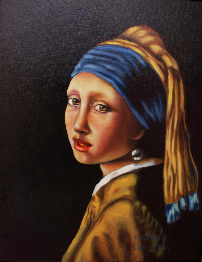 Girl with the Pearl Earring by Vermer Painting by Theresa Cangelosi