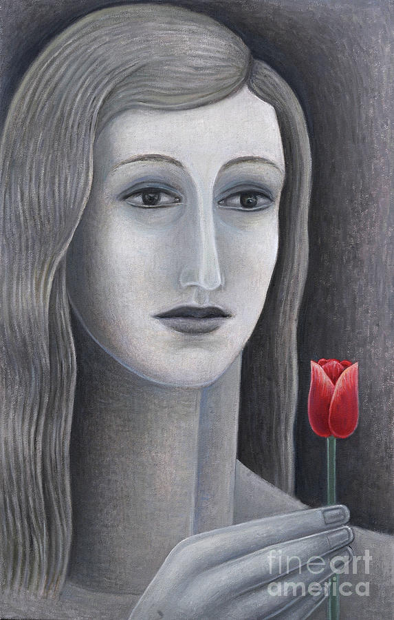 Girl With Tulip Painting by Ruth Addinall