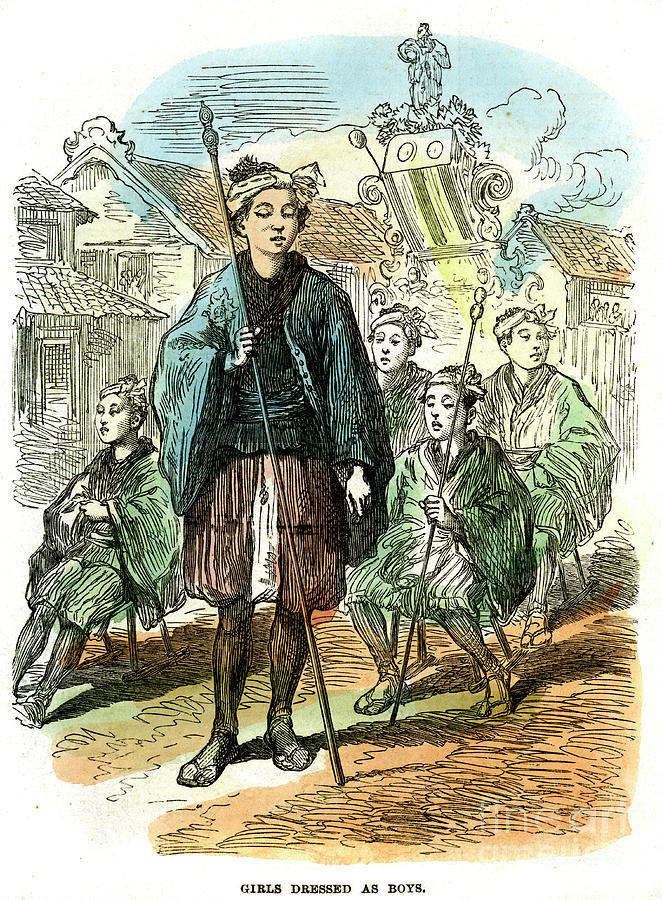 Girls Dressed As Boys, New Years Drawing by Print Collector