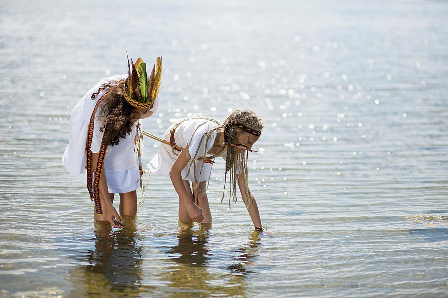 Girls Fishing In Native American Costume Digital Art by Jonatan Fernstrom -  Pixels