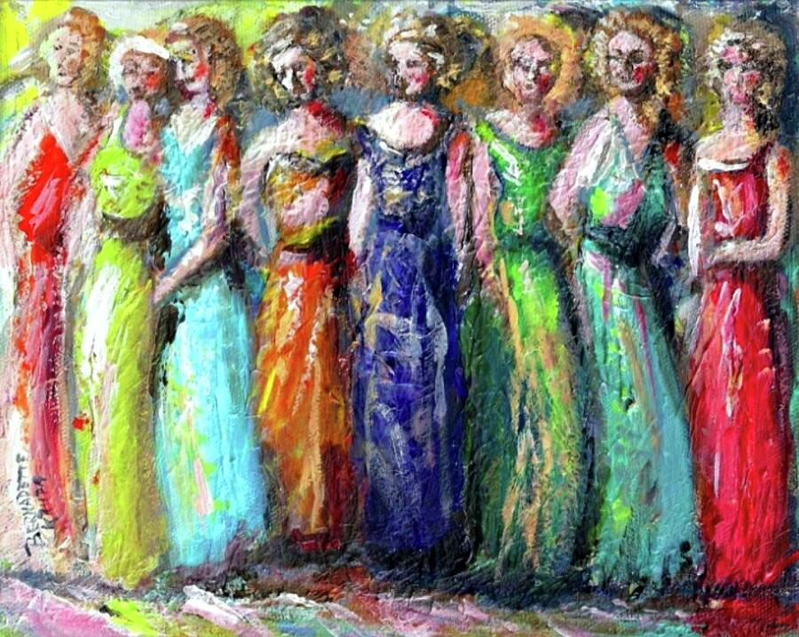 Girls Night Out Painting by Bernadette Krupa