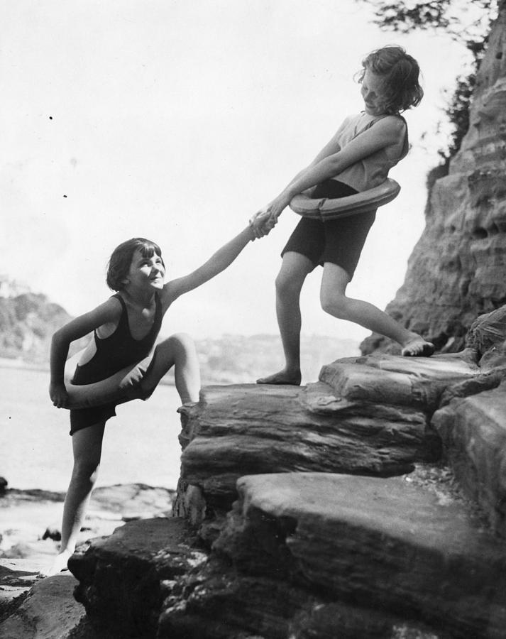 Girls On Rocks Photograph by William Vanderson