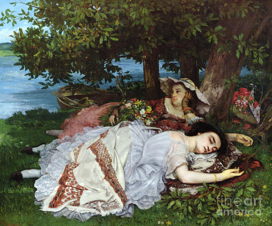Girls On The Banks Of The Seine, 1856-57 Painting by Gustave Courbet