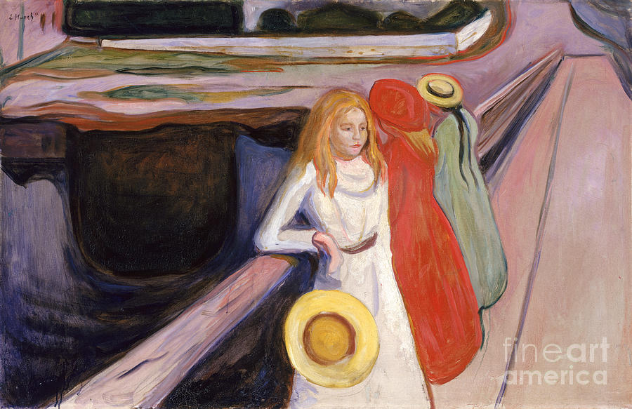 Edvard Munch Painting - Girls On The Bridge By Edvard Munch by Edvard Munch