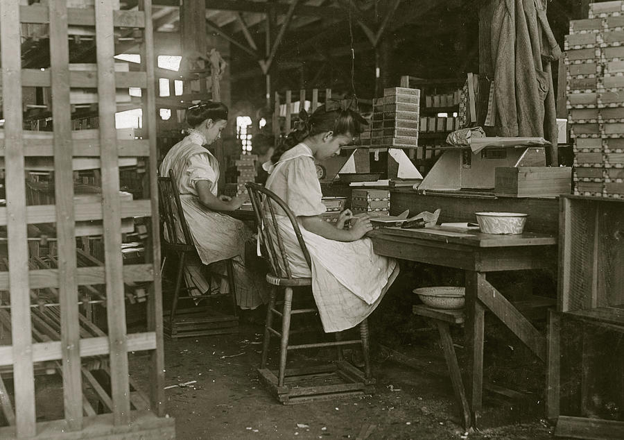 Girls working in Tampa, Fla., Box Factory. Painting by 
