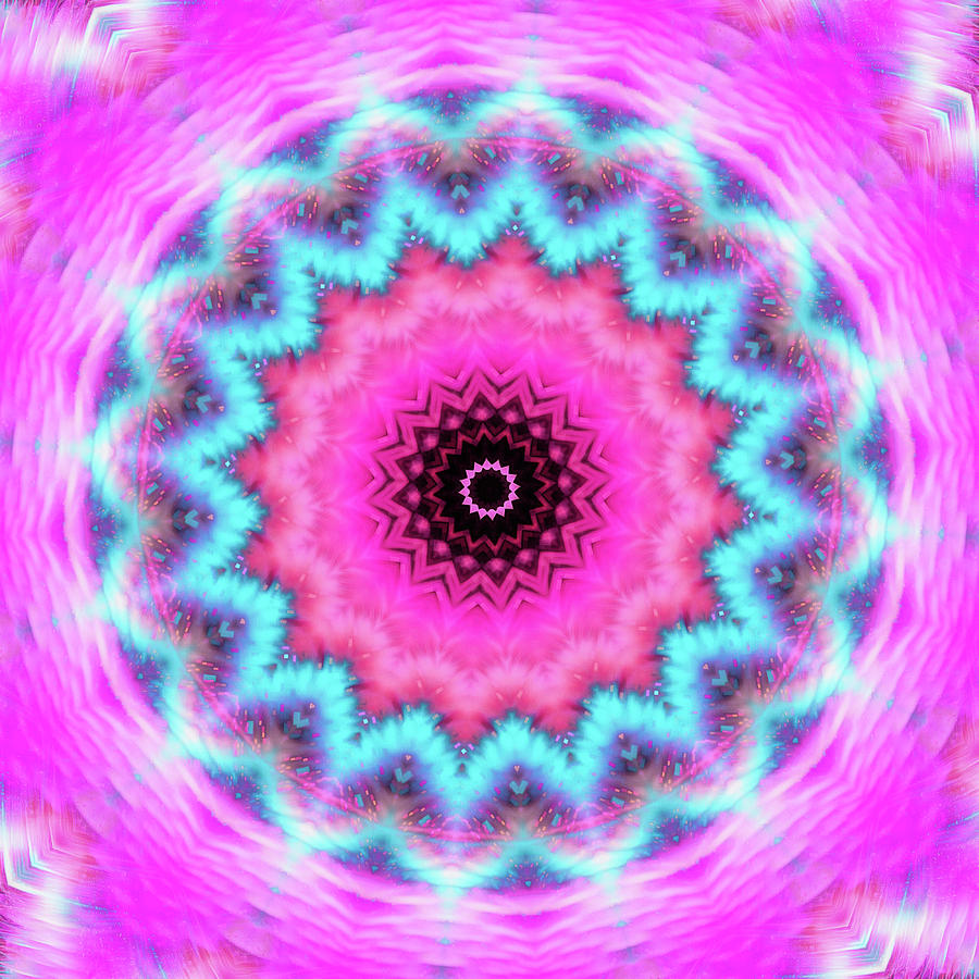 Girly Mandala Pink And Turquoise Digital Art