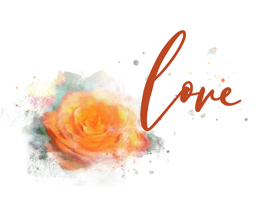 Girly Wall Art, Burnt Orange Rose Love Watercolor by Whitney Leigh Carlson Girly Wall Art, Burnt Orange Rose Love Watercolor by Whitney Leigh Carlson