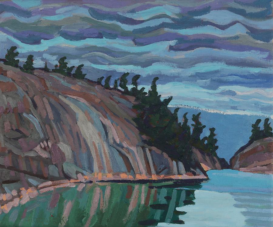 Gitchi-gami Cove Cliff Painting by Phil Chadwick